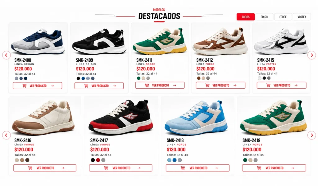 catálogo destacado de sneakers modernos